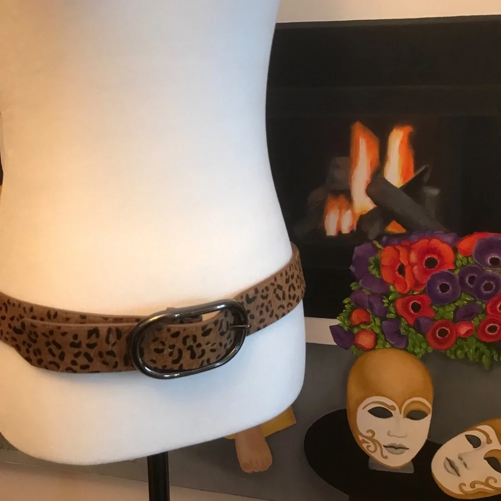 Leopard Print Women's Belt with Black Buckle - Picture 2 of 5